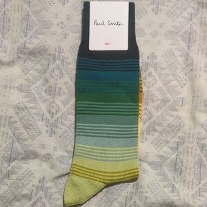 Paul Smith Men's Vibrant Striped Socks in Green and Yellow